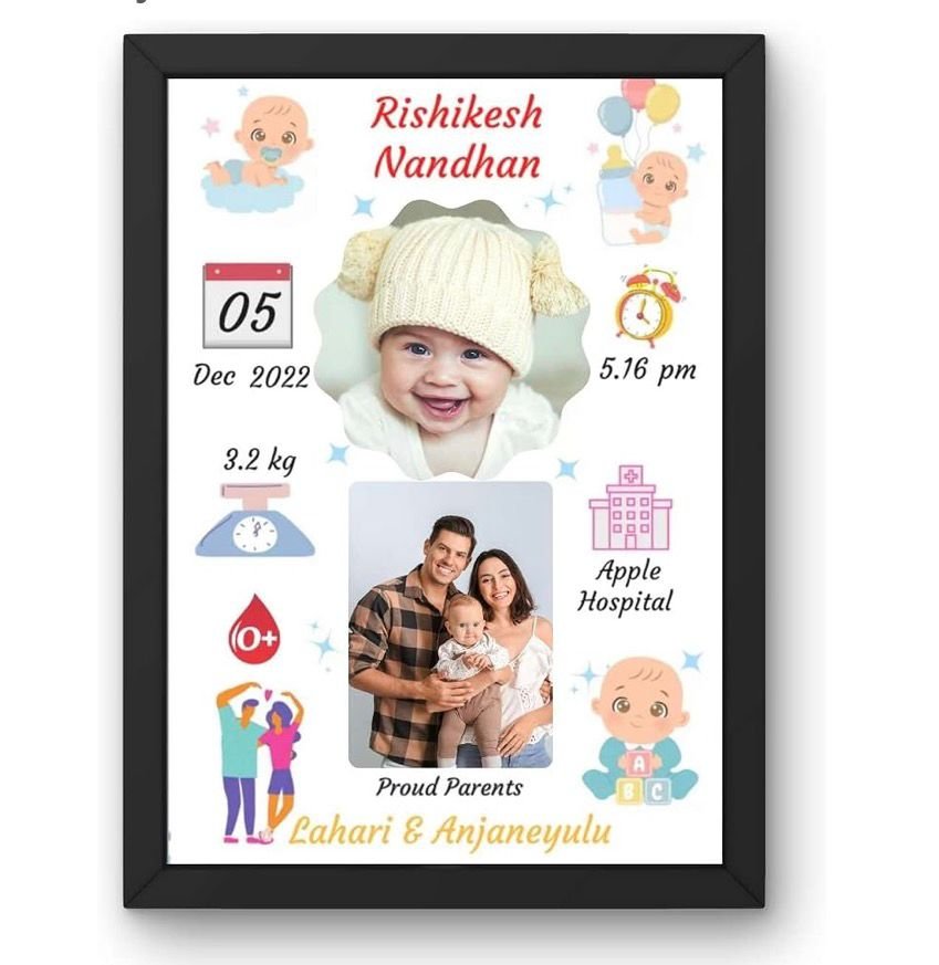 Personalized Newborn Baby Birth Details Photo Frame |